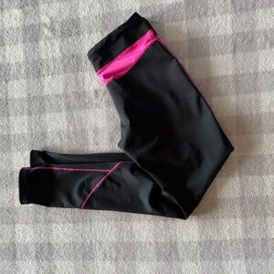BCG Women’s Black Leggings Pink Lines Sz Medium Stretch Compression Yoga Pants